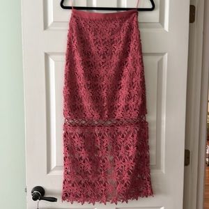 Keepsake Maxi skirt/embroidered fully lined at the top.